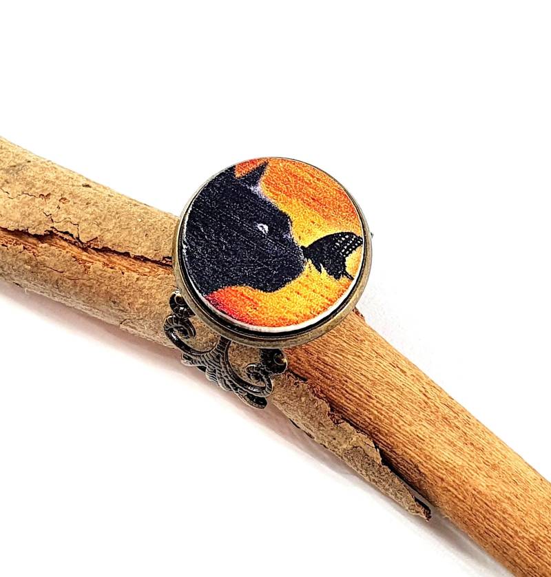 Ring ~ Fellnase Geschenk Für Katzeliebhaber, Bronze, Mädchen, Cabochon Ring, Tier Schmuck, Holz, Frauen von sommerelf