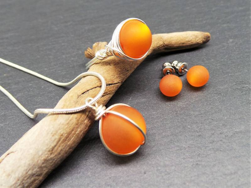 Schmuckset Silber ~ Polarisperlen Kupferfarbend Schmuckset Perlen, Geschenk Für Frauen, Handgefertigter Schmuck, Perlen von sommerelf