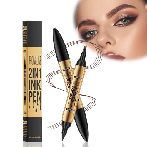 Wasserdichter 3D Augenbrauenstift, 2024 Neuer Magischer Augenbrauenstift mit 4 Spitze Micro Kopf, Langanhaltend Natürliche Augenbrauen Make-up (Dunkelbraun) von songyea