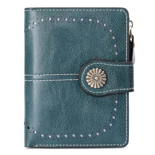 sonluk Damen Geldbörsen,Kompakt Portemonnaie Damen Klein Mehrere Fächer PU Leder Geldbeutel mit Reißverschluss Münzfach(blau) von sonluk