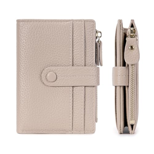 sonluk Damen Geldbörsen Mit RFID Blockierung, Portemonnaie Damen Kleines PU Leder Zipper Geldbörse Für Frauen Kreditkartenhalte Mit MüNzfach(Aprikose) von sonluk
