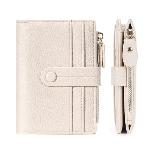 sonluk Damen Geldbörsen Mit RFID Blockierung, Portemonnaie Damen Kleines PU Leder Zipper Geldbörse Für Frauen Kreditkartenhalte Mit MüNzfach(Weiß) von sonluk