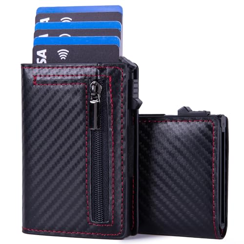 sonluk Geldbörse Herren,Slim Wallet mit Münzfach & RFID Schutz,Leder Kartenetui Kreditkartenetui mit 8 Fächer für Kreditkarten Herren von sonluk