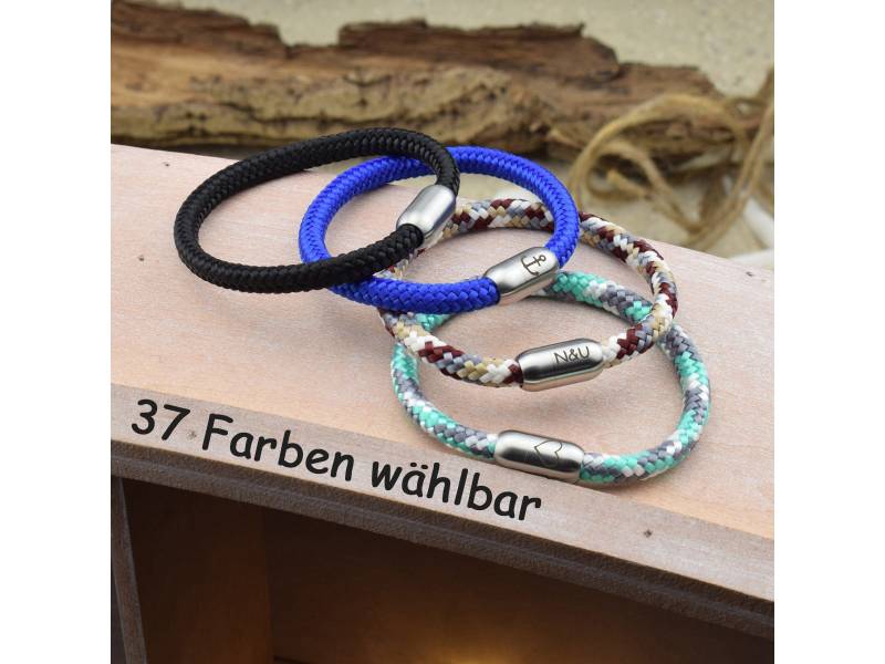 Armband Leon | Personalisierte Gravur Farbe & Größe Wählbar Segeltau Surfer Magnetverschluß Edelstahl Geschenk Für Sie + Ihn 01 von sonnenmaedchen1970