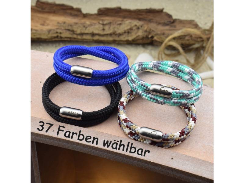 Armband Levi | Personalisierte Gravur Farbe & Größe Wählbar Segeltau Surfer Magnetverschluß Edelstahl Geschenk Für Sie + Ihn 01 von sonnenmaedchen1970
