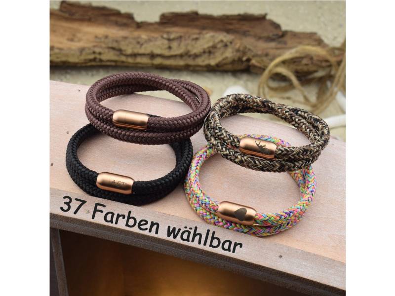 Armband Levi | Personalisierte Gravur Farbe & Größe Wählbar Segeltau Surfer Magnetverschluß Edelstahl Geschenk Für Sie + Ihn 02 von sonnenmaedchen1970