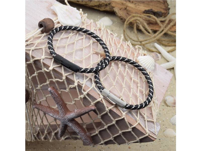 Armband Luca | Geflochtenes Lederband Mit Edelstahlfäden Klickverschluß in 2 Farben Größe Wählbar Geschenk Für Sie & Ihn 99 von sonnenmaedchen1970