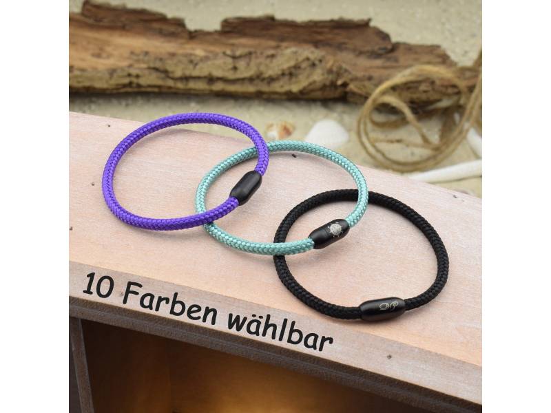Armband Mats | Personalisierte Gravur Farbe & Größe Wählbar Segeltau Surfer Magnetverschluß Edelstahl Geschenk Für Sie + Ihn 04 von sonnenmaedchen1970
