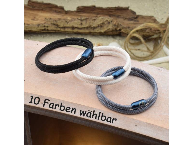 Armband Milo | Personalisierte Gravur Farbe & Größe Wählbar Segeltau Surfer Magnetverschluß Edelstahl Geschenk Für Sie + Ihn 05 von sonnenmaedchen1970
