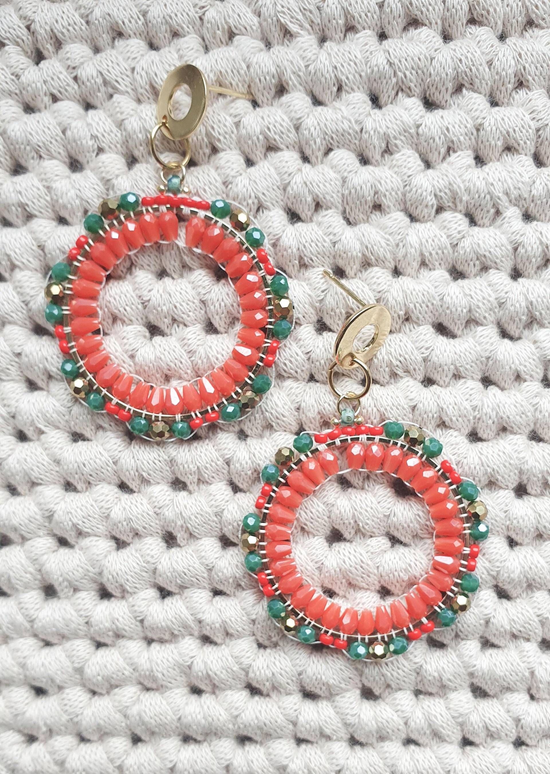 Miyuki Ohrringe Koralle & Grün - Handgemachte Hängeohrringe Mit Glasperlen Leichte Perlenohrringe Geschenk Für Damen Miyuki Ohrringe Koralle & Grün - Handgemachte Hängeohrringe Mit Glasperlen Leichte Perlenohrringe Geschenk Für Damen von sonntagskindCreation