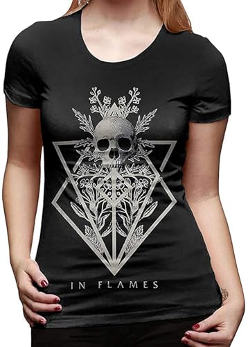 in Flames Band Shirt Women Basic Round Neck Tops Cotton T Shirts Black S in Flames Band Shirt Women Basic Round Neck Tops Cotton T Shirts Black S von sonvsee