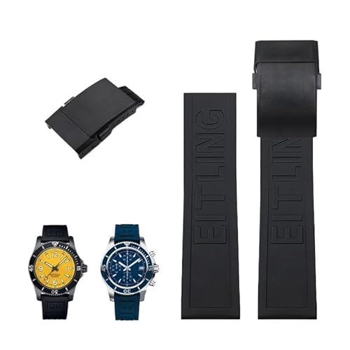 sooponu Gummi-Uhrenarmband für Breitling Avenger Colt Superocean Challenger(Black matte black) von sooponu