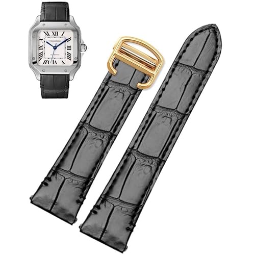 sooponu Schnellverschluss-Lederarmband Für Cartier Santos Classic Style WSSA0009 WSSA0010 WSSA0018 Neue SANTOS-Uhrenkette(Crocodile-gold,21mm) von sooponu