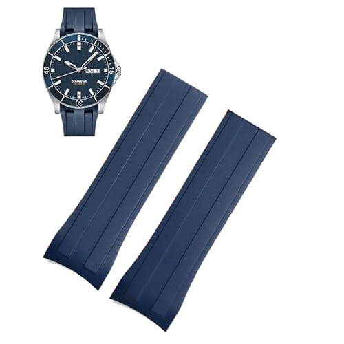 sooponu Silikon-Uhrenarmband für Mido Navigator Ocean Star Calibre 80 M026430a M026608a Starfish M011430A für Citizen Gummiband(Blue-no clasp) von sooponu