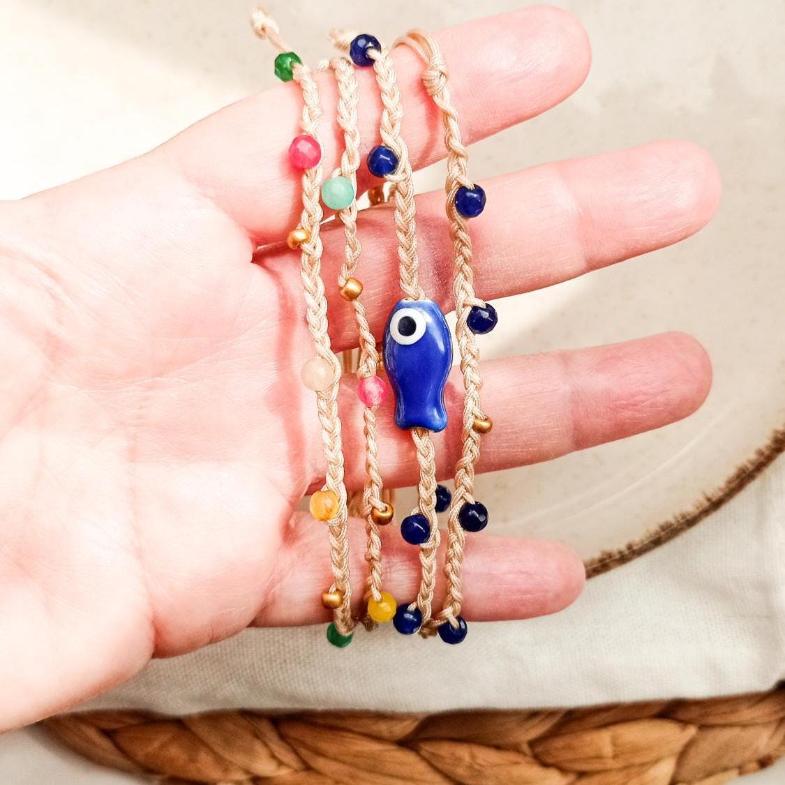 2Er Set Evil Eye Boho Armbänder - Handgefertigter Sommer Schmuck Mit Bunten Perlen Verstellbare Schutz Amuletts-Fisch 2Er Set Evil Eye Boho Armbänder - Handgefertigter Sommer Schmuck Mit Bunten Perlen Verstellbare Schutz Amuletts-Fisch von sophicaroaccesorios