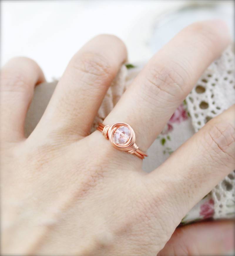 April Geburtsstein Color | Bsr - Drahtgewickelter Ring Glaskristall 6 X 4 Mm von sophinegiam