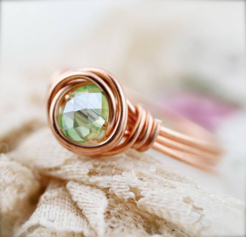 August Geburtsstein Color | Bsr - Ring Aus Draht Gewickelt Glaskristall 6 X 4 Mm von sophinegiam