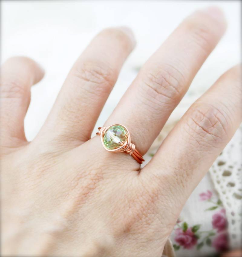 August Geburtsstein Color | Bsr - Ring Aus Draht Gewickelt Glaskristall 8 X 6 Mm von sophinegiam