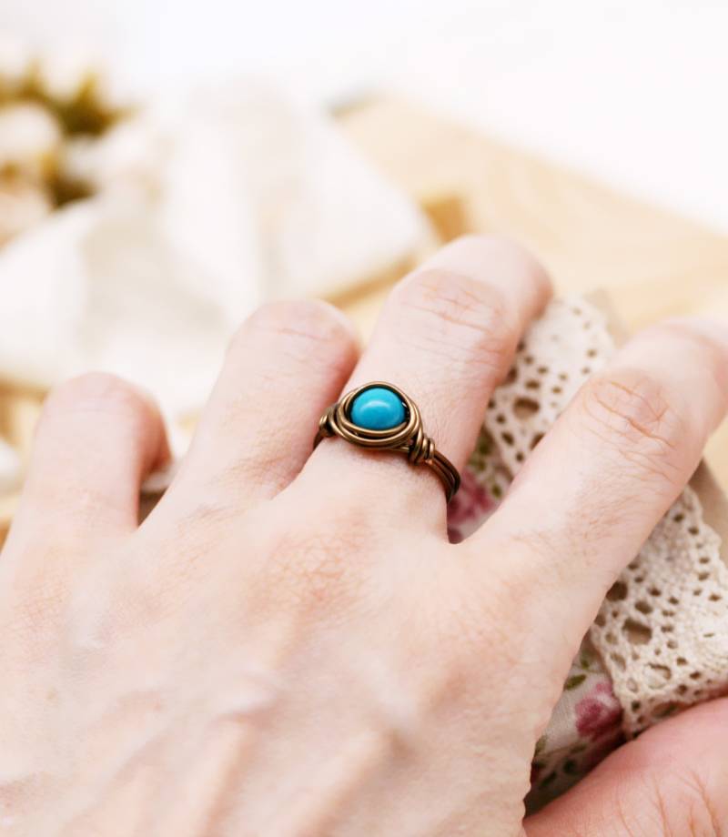 Freundschaft - Türkis Ring Aus Draht | Sr von sophinegiam