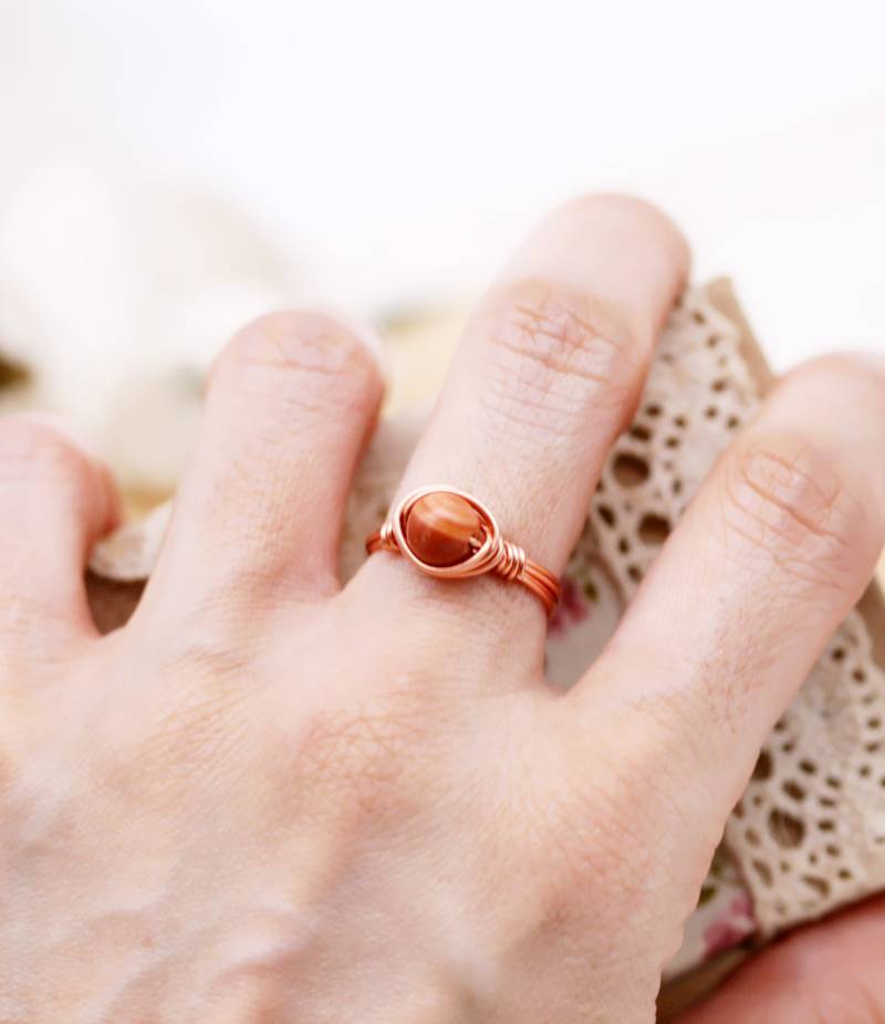 Gracious - Holz Jaspis Draht Gewickelter Ring | Sr von sophinegiam