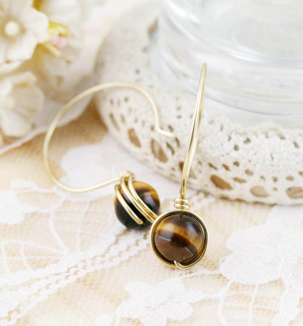 Hoop Creolen Sie Ohrringe - 3/4"- Tigerauge Hoop Creolen Sie Ohrringe - 3/4"- Tigerauge von sophinegiam