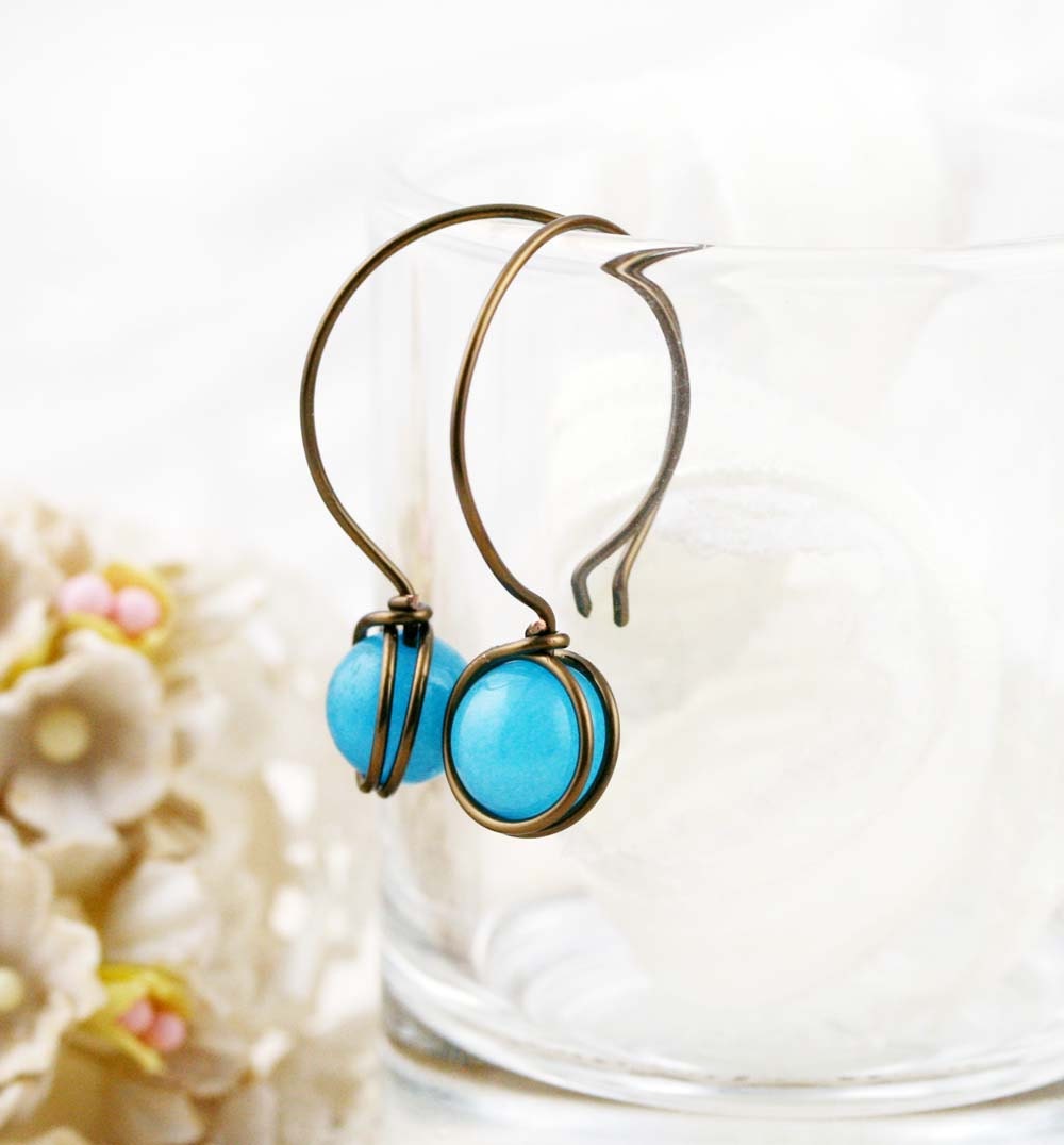 Hoop Ohrringe - 3/4"- Blauer Quarzit Hoop Ohrringe - 3/4"- Blauer Quarzit von sophinegiam