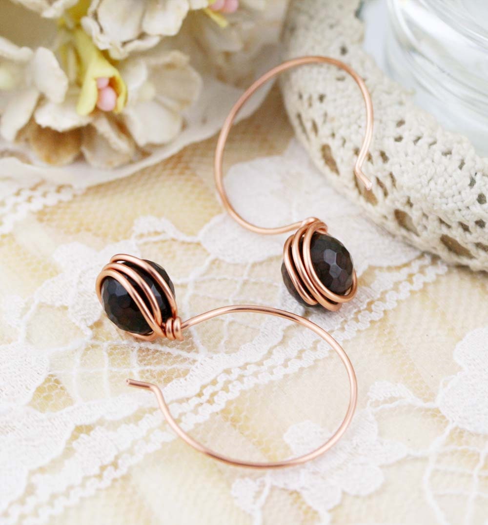 Hoop Ohrringe - 3/4"- Eis-Blume-Achat Hoop Ohrringe - 3/4"- Eis-Blume-Achat von sophinegiam
