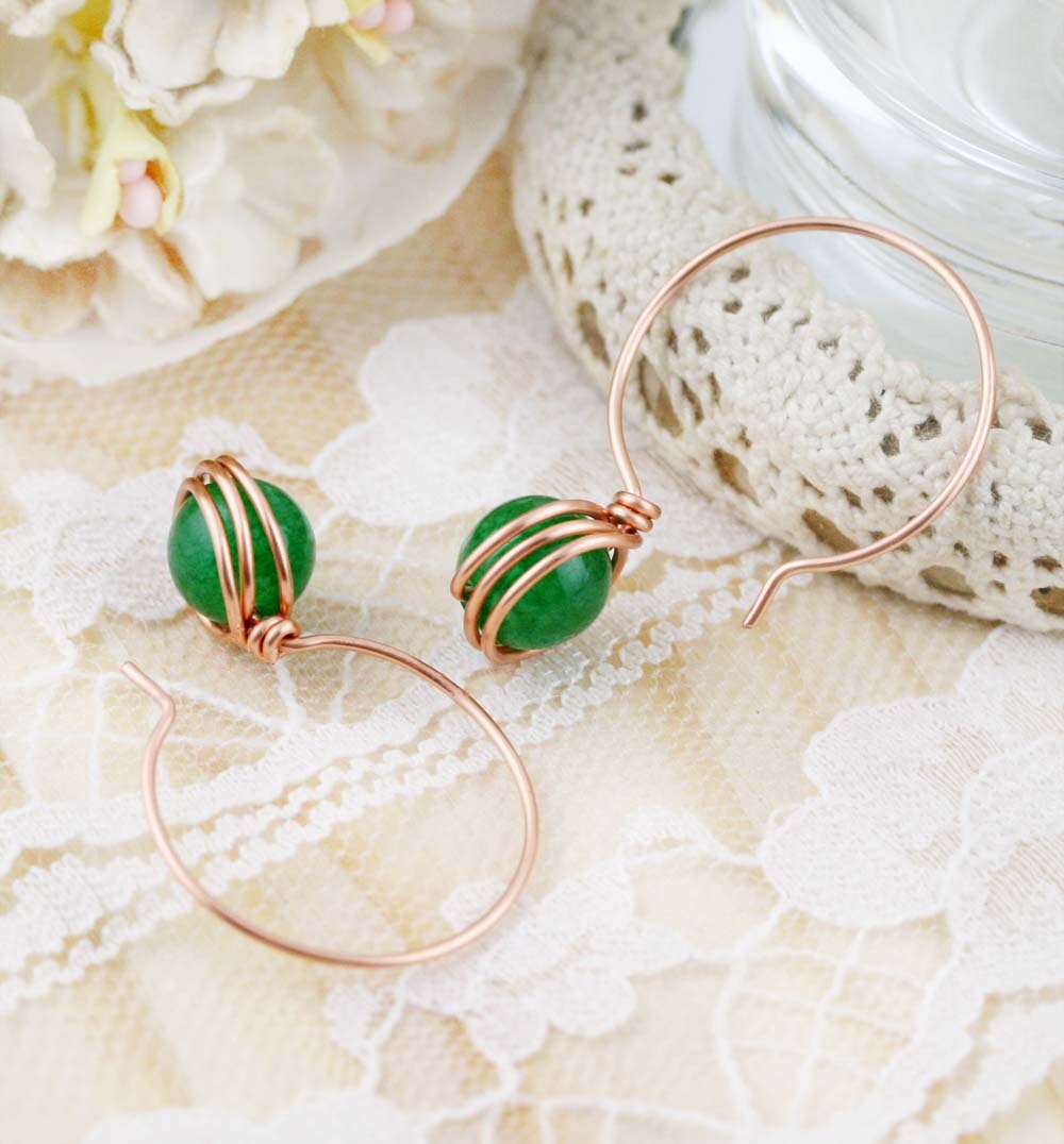 Hoop Ohrringe - 3/4"- Grüner Quarzit Hoop Ohrringe - 3/4"- Grüner Quarzit von sophinegiam