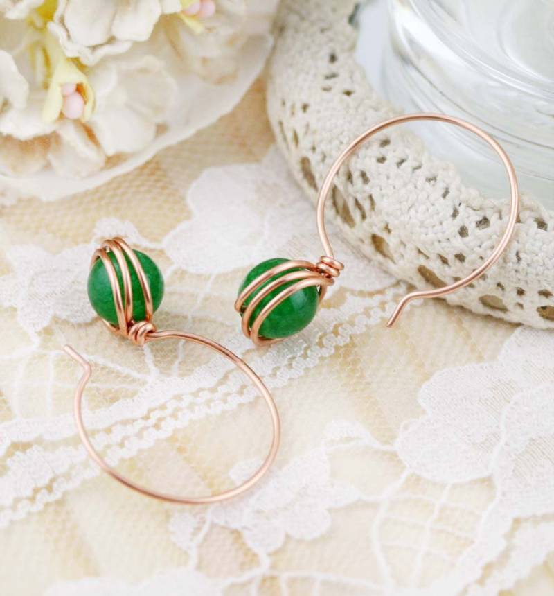 Hoop Ohrringe - 3/4"- Grüner Quarzit Hoop Ohrringe - 3/4"- Grüner Quarzit von sophinegiam
