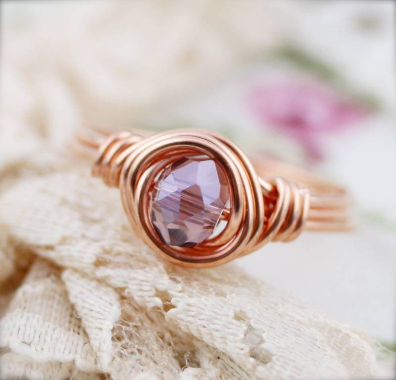 Juni Geburtsstein Farbe | Bsr - Ring Aus Draht Gewickelt Glaskristall 6 X 4 Mm von sophinegiam