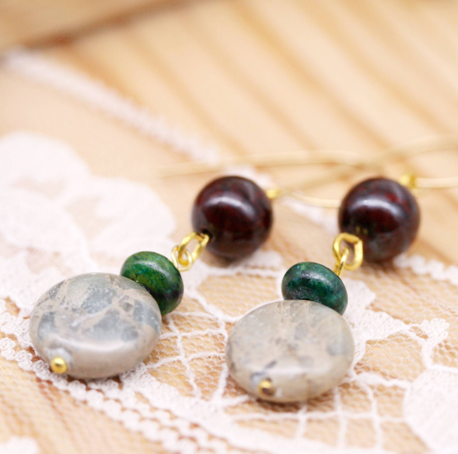 Klarheit Und Frieden Ohrringe - Quarzit, Iimprägnierte Chrysocolla Jaspis Klarheit Und Frieden Ohrringe - Quarzit, Iimprägnierte Chrysocolla Jaspis von sophinegiam