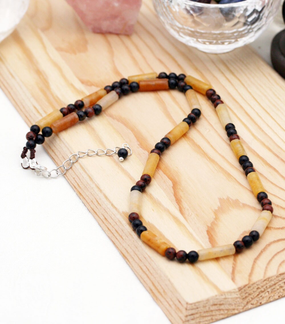 Kraft Und Positivität Unisex Halskette - Mahagoni-Obsidian Pfirsich-Quarz Kraft Und Positivität Unisex Halskette - Mahagoni-Obsidian Pfirsich-Quarz von sophinegiam