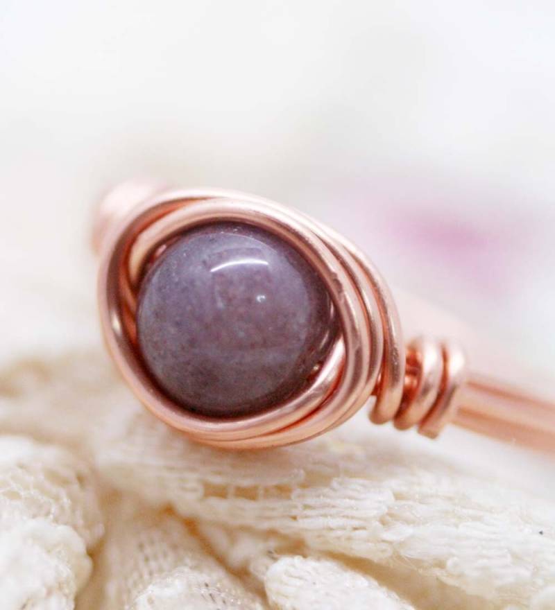 Lebendigkeit - Lila Gewickelter Ring Mit Aventurin | Sr von sophinegiam