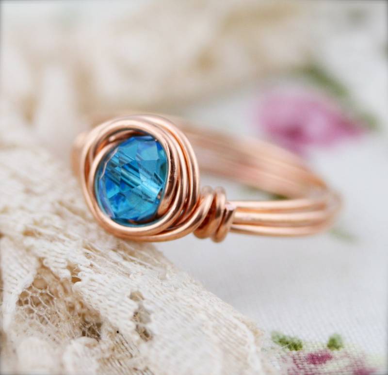 März Geburtssteinfarbe | Bsr - Drahtgewickelter Ring Glaskristall 6 X 4 Mm von sophinegiam