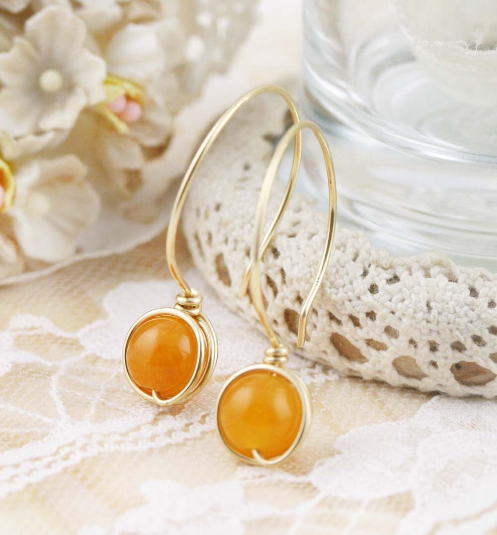 Tropfen Ohrringe Hoo - 3/4"- Orange Jade Tropfen Ohrringe Hoo - 3/4"- Orange Jade von sophinegiam