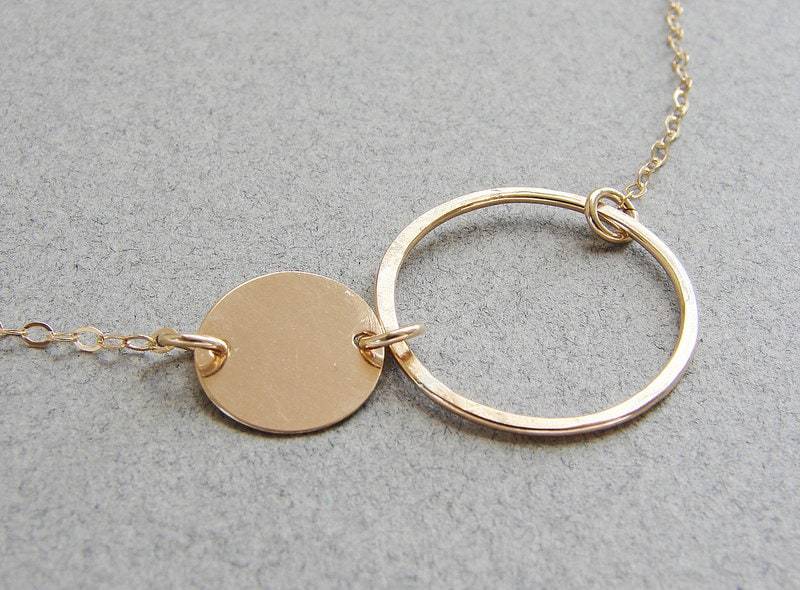 Eclipse Kreise Halskette, Einfache Doppelte Unendlichkeits Minimal Halskette von soradesigns