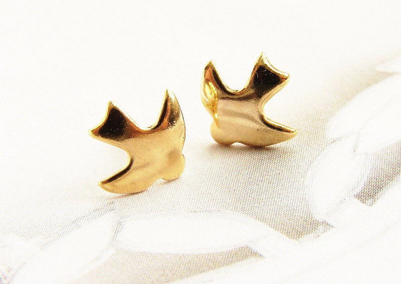 Gold Taube Ohrstecker Kleine Fliegende Vogel Ohrstecker Gold Taube Ohrstecker Kleine Fliegende Vogel Ohrstecker von soradesigns
