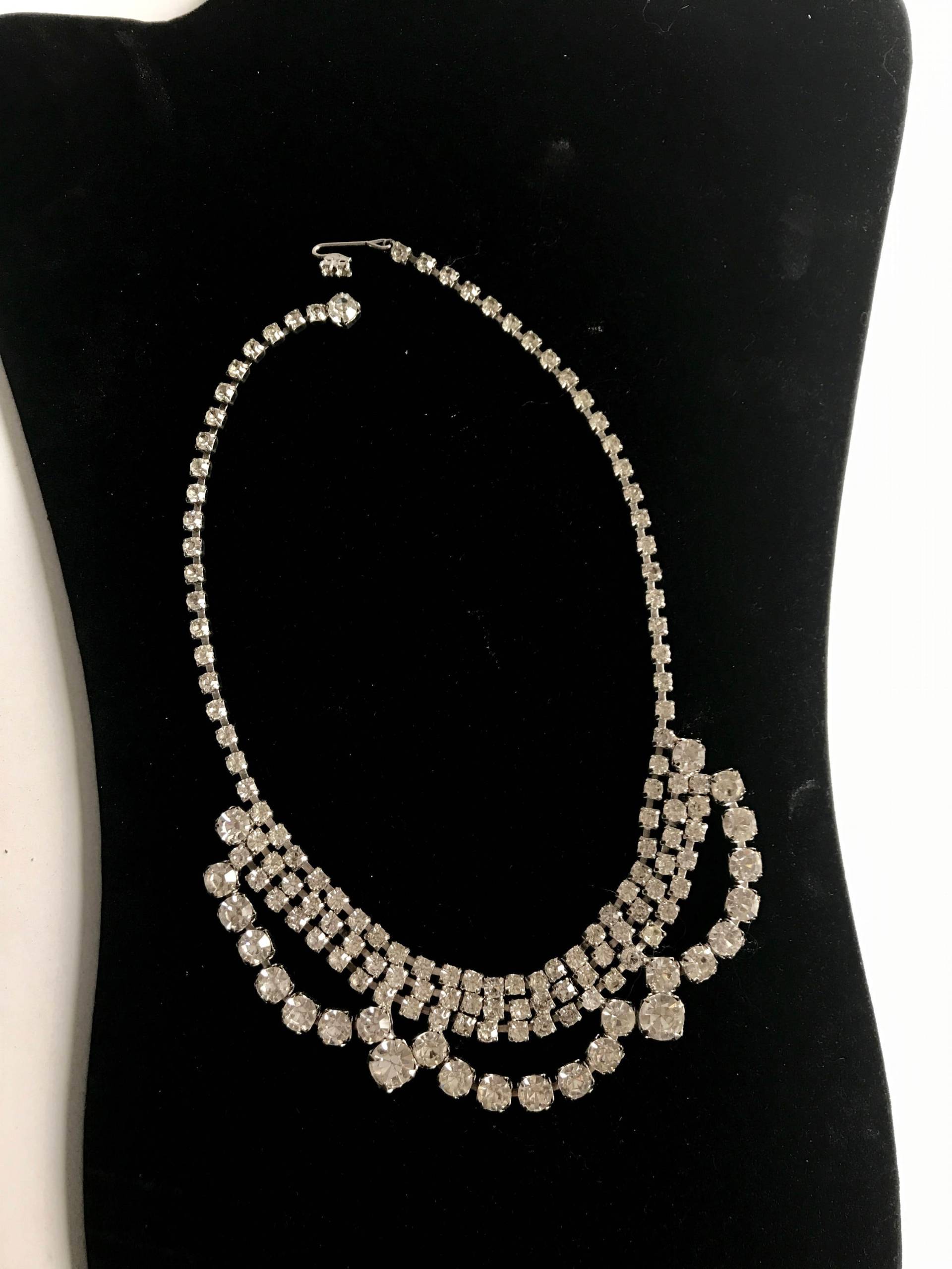 Vintage Strass Halskette Hochzeit Schmuck Schönen Klaren Solitär von sorellasvintagejewel