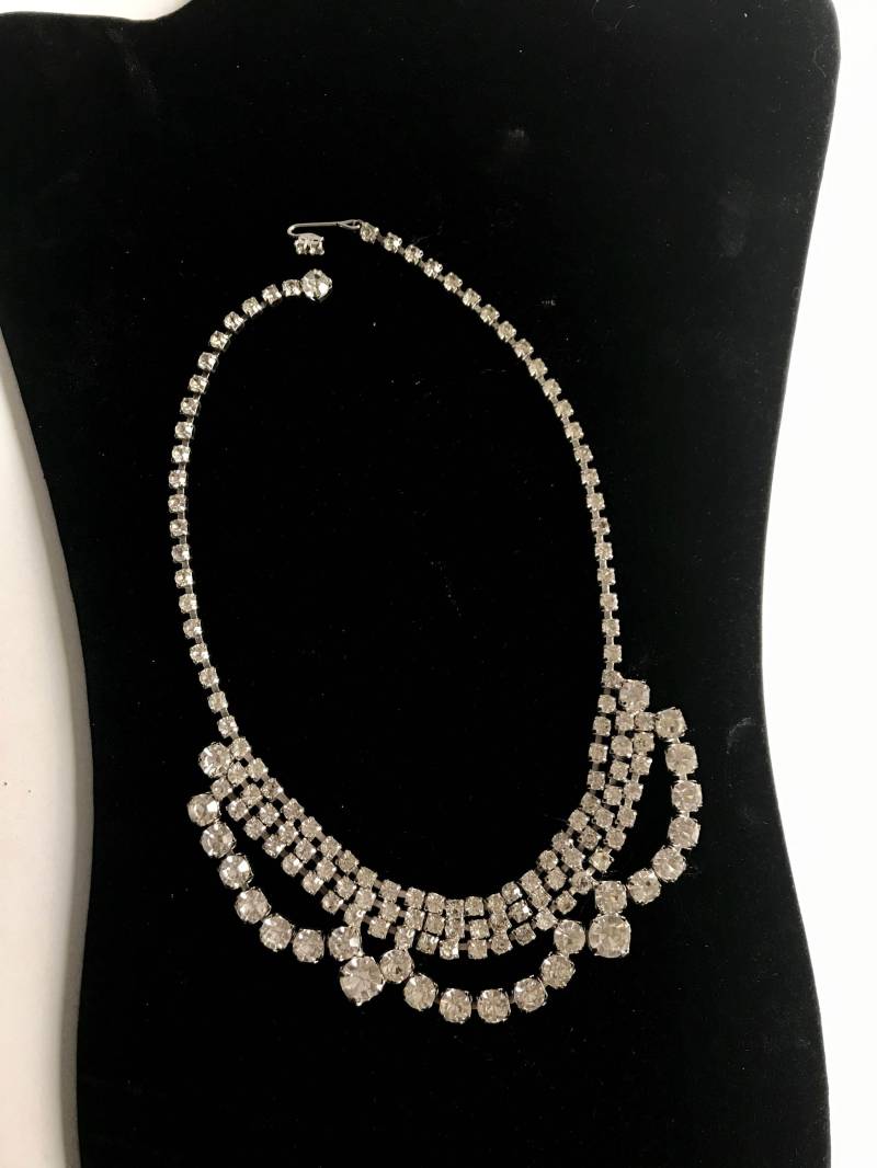 Vintage Strass Halskette Hochzeit Schmuck Schönen Klaren Solitär von sorellasvintagejewel