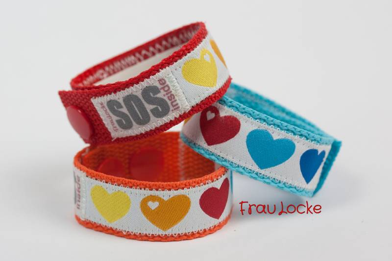 Sos-Armband/Notfallarmband Für Kinder, Regenbogenherzen, Wasserfest, Nummer Austauschbar von sosarmband