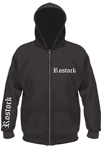 Rostock Kapuzenjacke - Altdeutsch Bedruckt - Sweatjacke Hoodie Jacke 2XL Schwarz von sostex