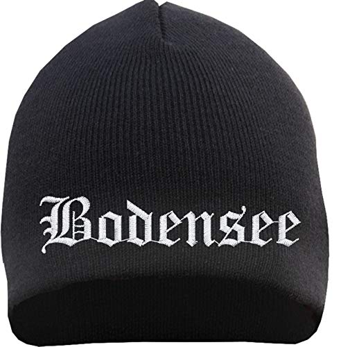 sostex Bodensee Beanie Mütze - Altdeutsch - Bestickt - Strickmütze Wintermütze Einheitsgröße Schwarz von sostex