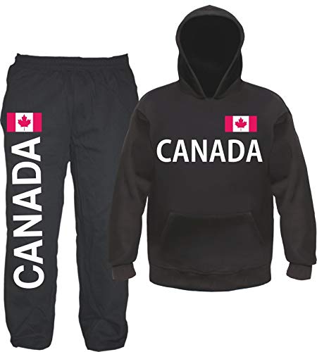 sostex Canada Jogginganzug - Bedruckt mit Flagge - Jogginghose und Hoodie 2XL Schwarz von sostex