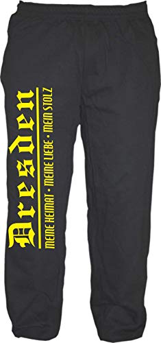 sostex Dresden Jogginghose - Meine Heimat Meine Liebe Mein Stolz - Gelb - Sweatpants L Schwarz von sostex