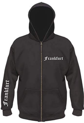 sostex Frankfurt Kapuzenjacke - altdeutsch Bedruckt - Sweatjacke Jacke Hoodie 2XL Schwarz von sostex