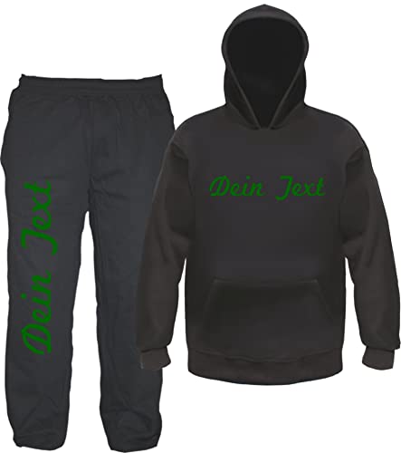 sostex Individueller Jogginganzug - Schreibschrift- Jogginghose und Hoodie Schwarz 2XL von sostex