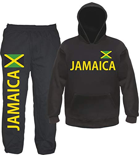 sostex Jamaica Jogginganzug - Bedruckt mit Flagge - Jogginghose und Hoodie 2XL Schwarz von sostex