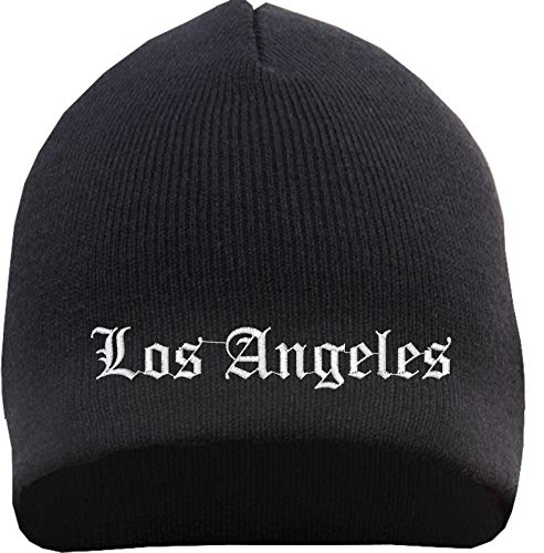 sostex Los Angeles Beanie Mütze - Altdeutsch - Bestickt - Strickmütze Wintermütze Einheitsgröße Schwarz von sostex