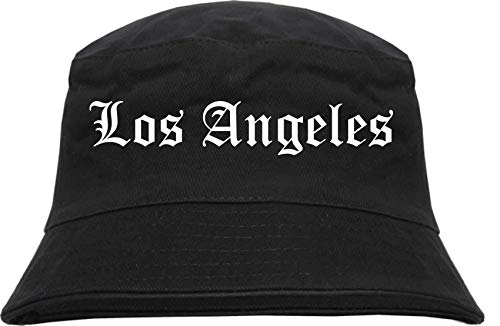 sostex Los Angeles Fischerhut - Altdeutsch - Bedruckt - Bucket Hat Anglerhut Hut Schwarz S/M von sostex