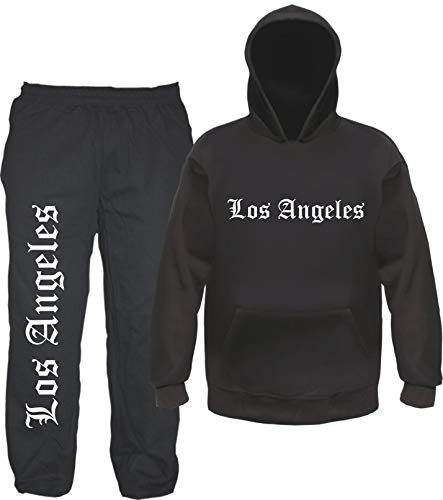 sostex Los Angeles Jogginganzug - Altdeutsch - Jogginghose und Hoodie L Schwarz von sostex